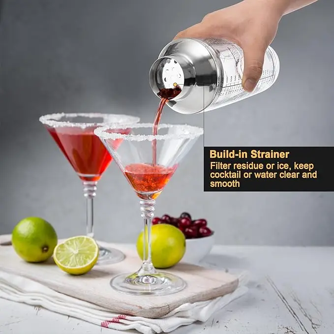 23 oz Glass Cocktail Shaker Set 4 PCS Bartender Kit Martini Mixer Shaker with Built-in Strainer  Bar Tool Set