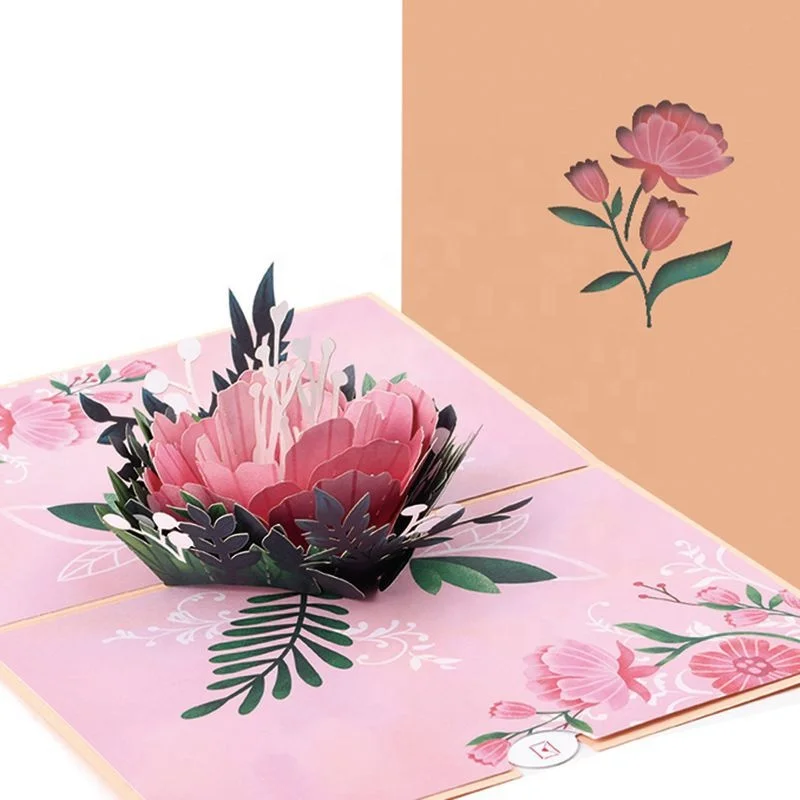 Factory Wholesale Best Wishes Handmade Pop Up Laser Cutting 3D Gift Greeting Card