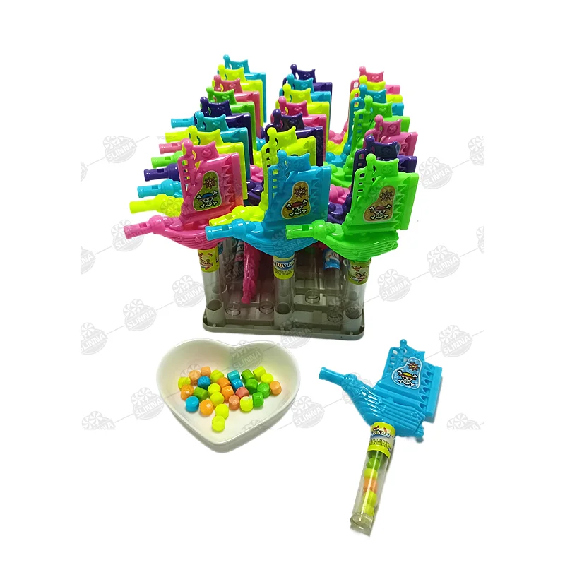 Wholesale halal  funny cartoon shape whistle toy candy colourful mixed fruity flavor tablet sugar