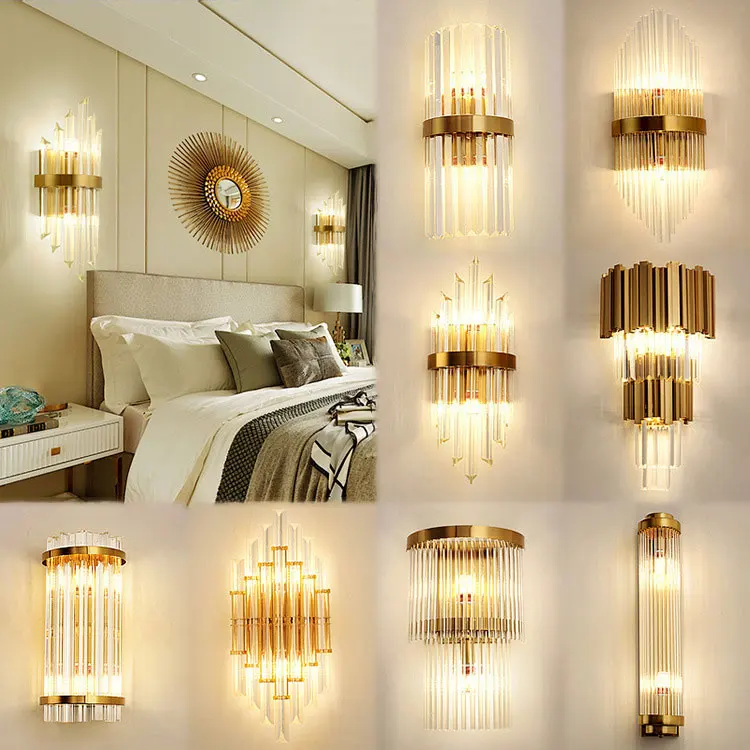 Modern Decoration Interior Crystal Wall Lamp Indoor Iron Wall Sconce Stainless Steel Wall Light For Hotel Home Bedroom