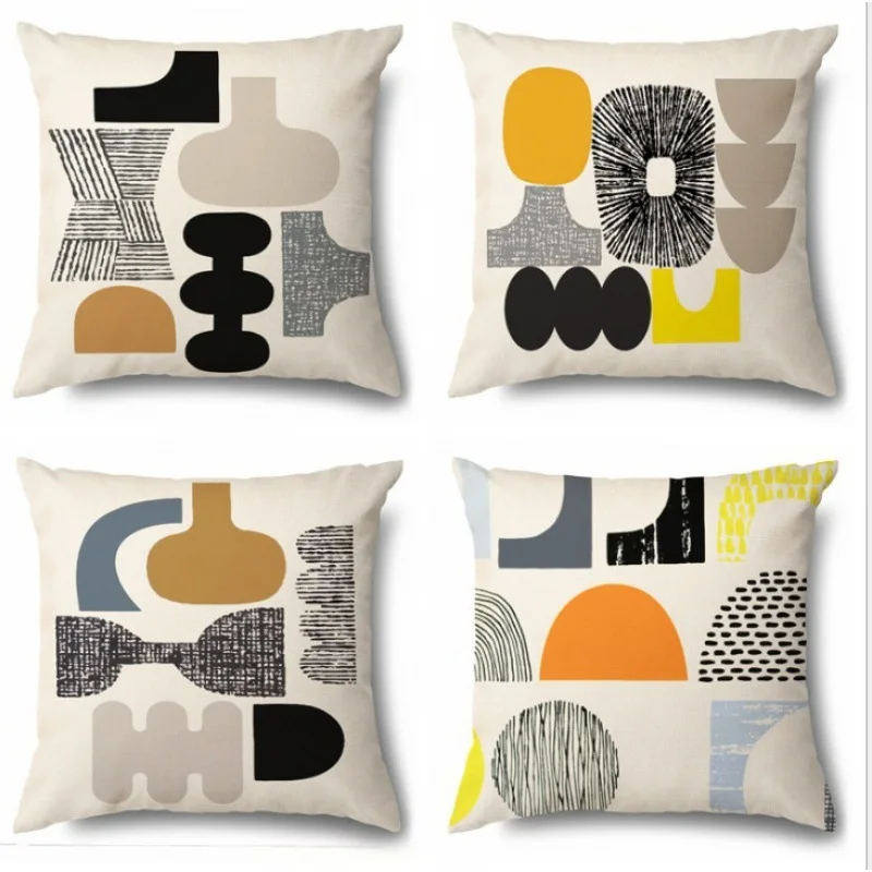 Low price pillow case for a undertakes to flax irregular geometric abstraction pillows set of design and color graphics covers