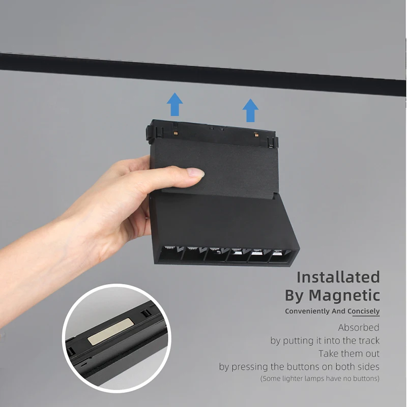 Aisilan high end 220v  tuya black 48v 25w wall washing adjustable  led magnetic track light rail