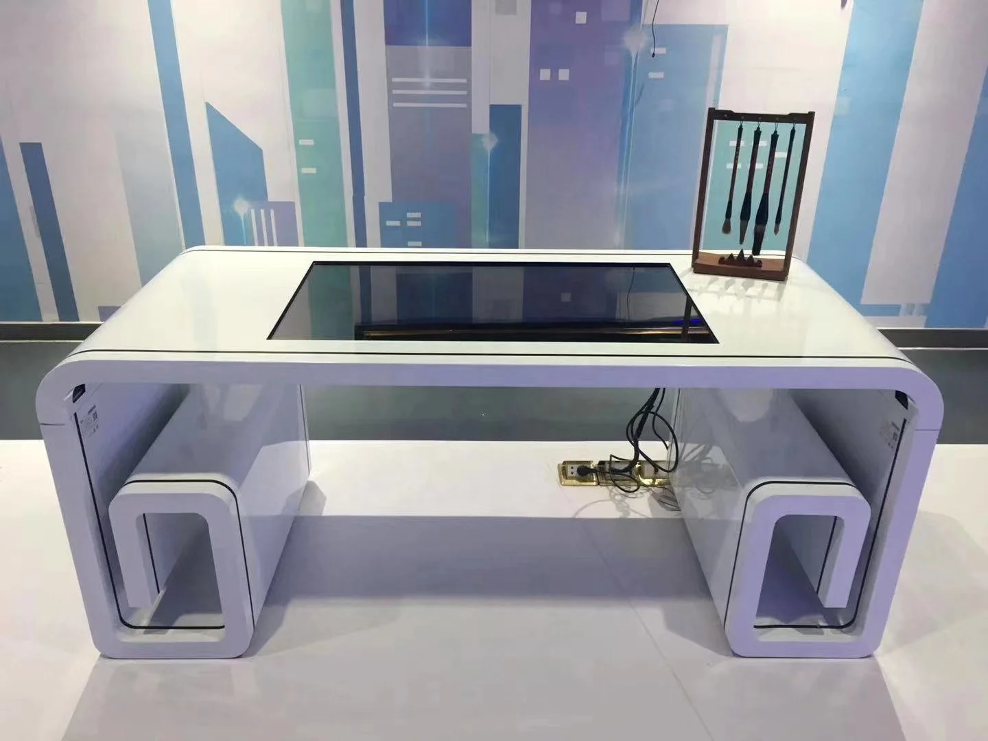 32 43 55 65 inches Smart  interactive Chinese Classical wooden Calligraphy Table  FHD digital  LCD IR  touch desk