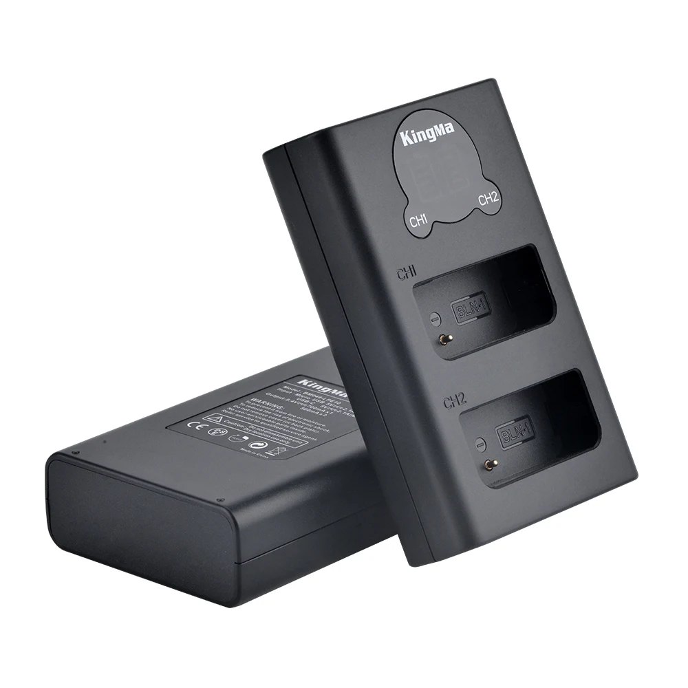 KingMa intelligent LCD display dual USB charger for Olympus BLN1 battery quick charger