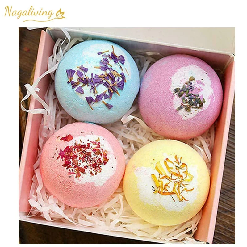 Private Label Skin Whitening Petal Bath Fizzer Ball vegan Organic Lavender Roses Essential Oil Dried Flower Bath Bombs Set