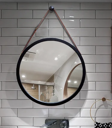
Bamboo Frame Hanging Round Mirror Wall Mounted for Bathroom/ living room/ Entryway 