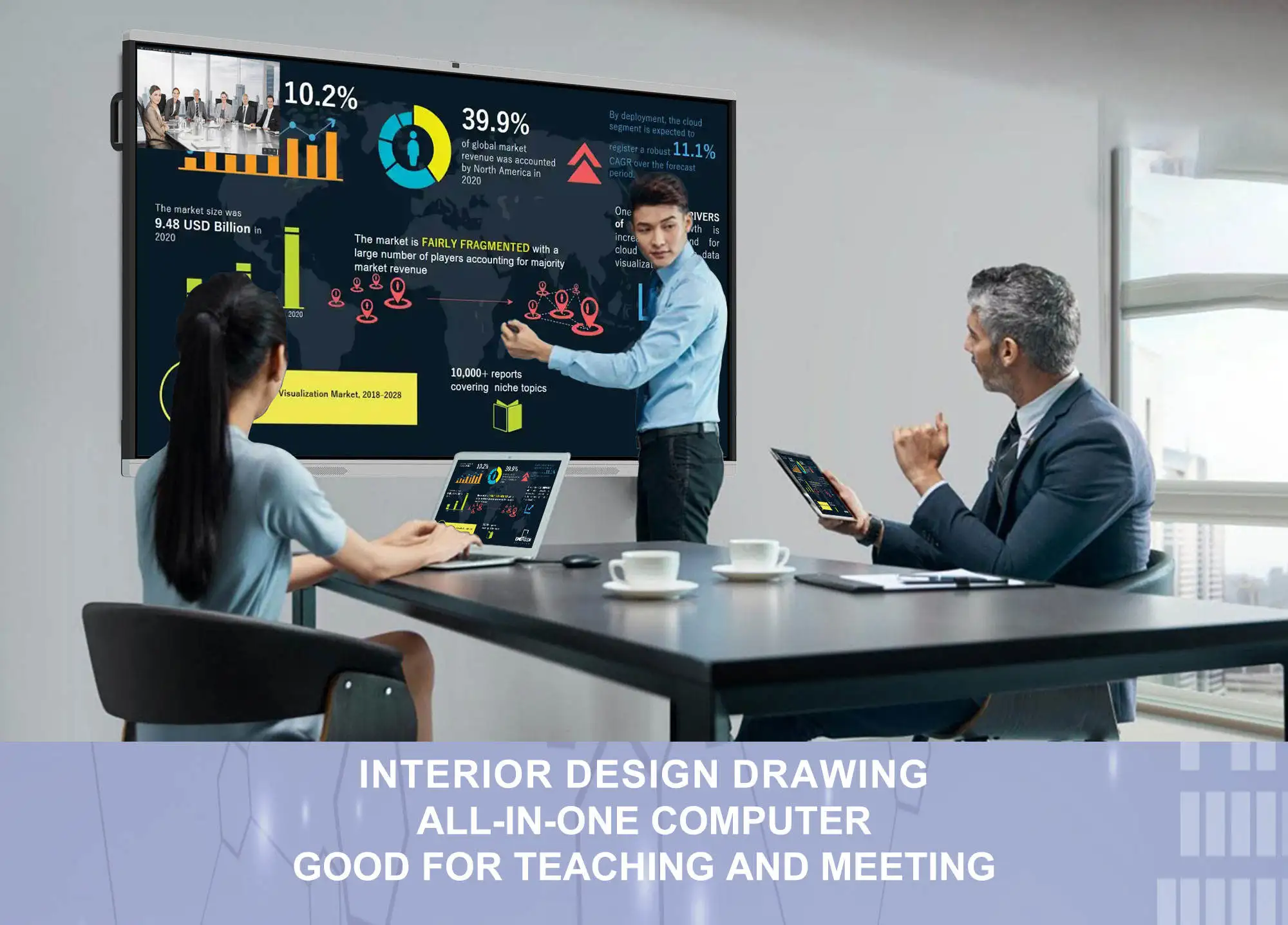 Android Interactive Whiteboard Touch Screen Smart Boards Multimedia Lcd Interactive Board For Commercial