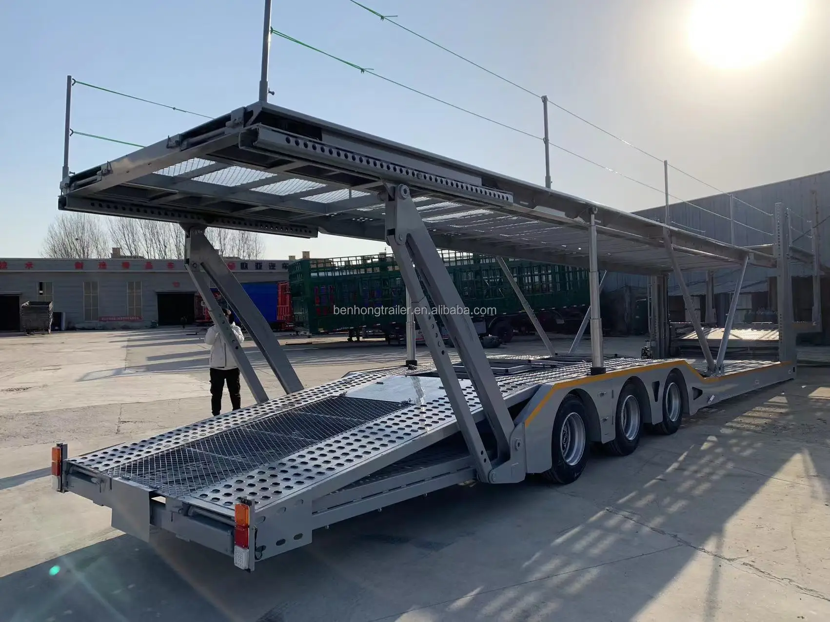China Factory Price 2 Axles Two Floor Vehicle Transport Car Carrier Trailer