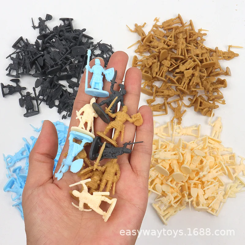 3 cm PE 200pcs 2colors Miniature Army Military Toy Figures Wholesale Ancient Roman Soldier Action Figures Set for play kids 5+