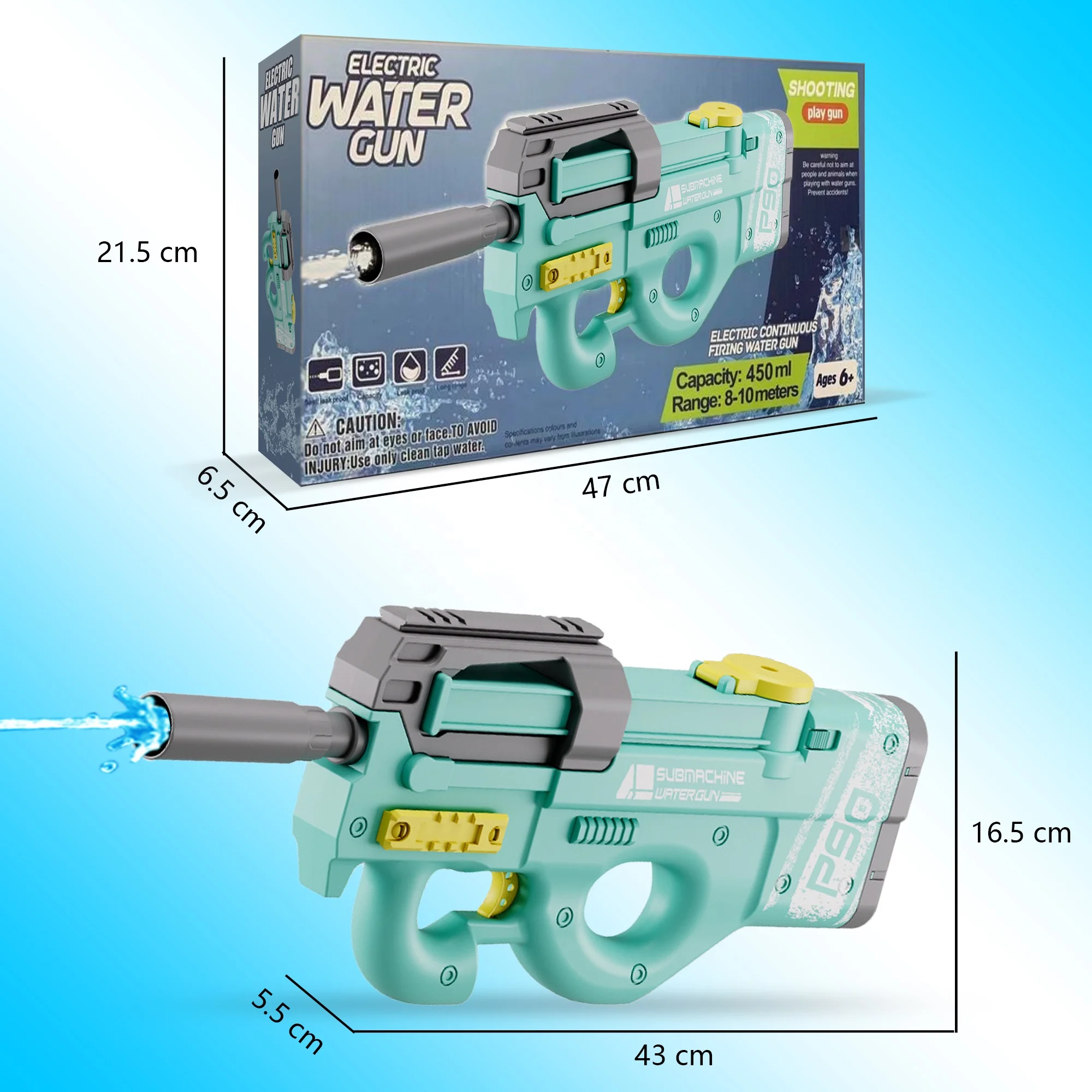 P90 submachine gun large capacity electric water gun high pressure continuous shooting children beach water game toys for Kids