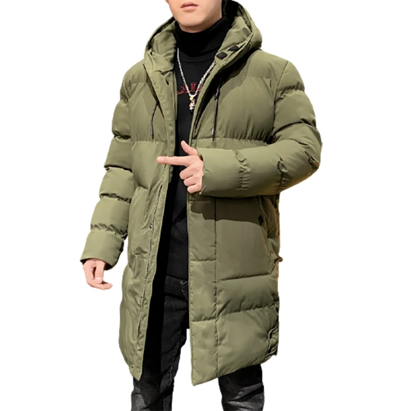 Winter Cotton-padded Jacket Mid-length Cotton-padded Jacket Korean Men Thick Warm Mens Down Padded Jacket Hooded Coat
