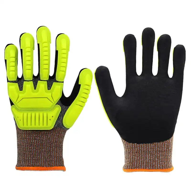 Hot Sale 13g HPPE Liner Palm Coated Sandy Nitrile Anti-cut Work Gloves Tpr On Back At Wrist Anti-slip Industrial Safety Gloves