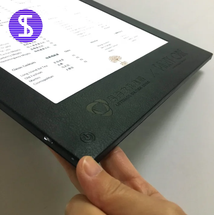 one pages LED menu card for A4 insert with a Manual on off switch standard product in black plain PU no logo