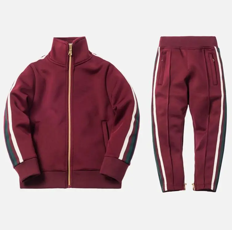 
Collar Sport Set With Zip Leg Opening And Side Tape Customize High Street Kids Tracksuit Sets 