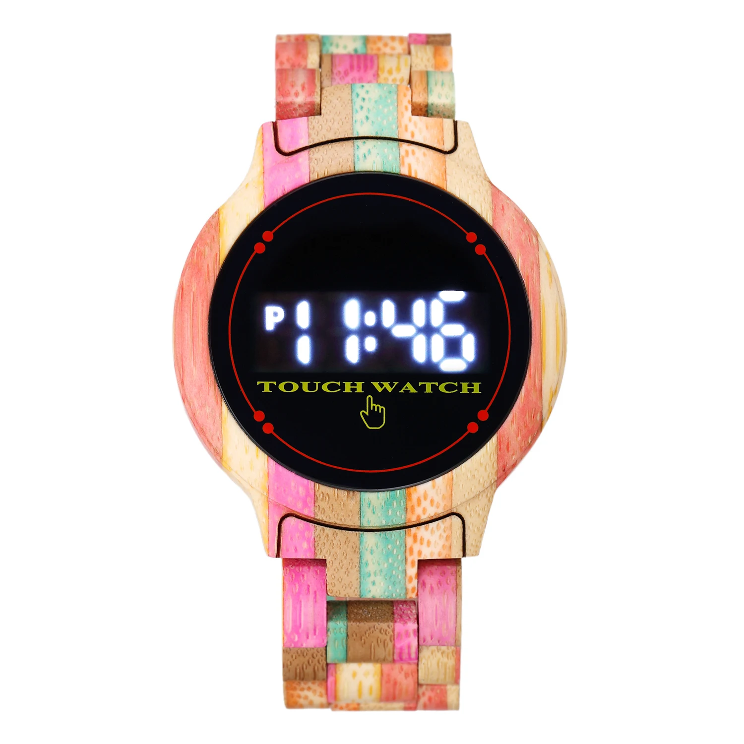 Handmade Original Colorful Rainbow Wooden Led Digital Womens Watches Custom Logo 2020 New Luxury wood Ladies Quartz Wristwatches