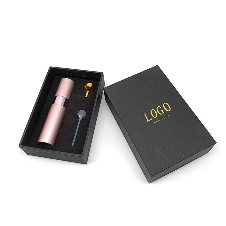 factory custom mini rectangle black perfume gift set empty paper box perfume bottle packaging box