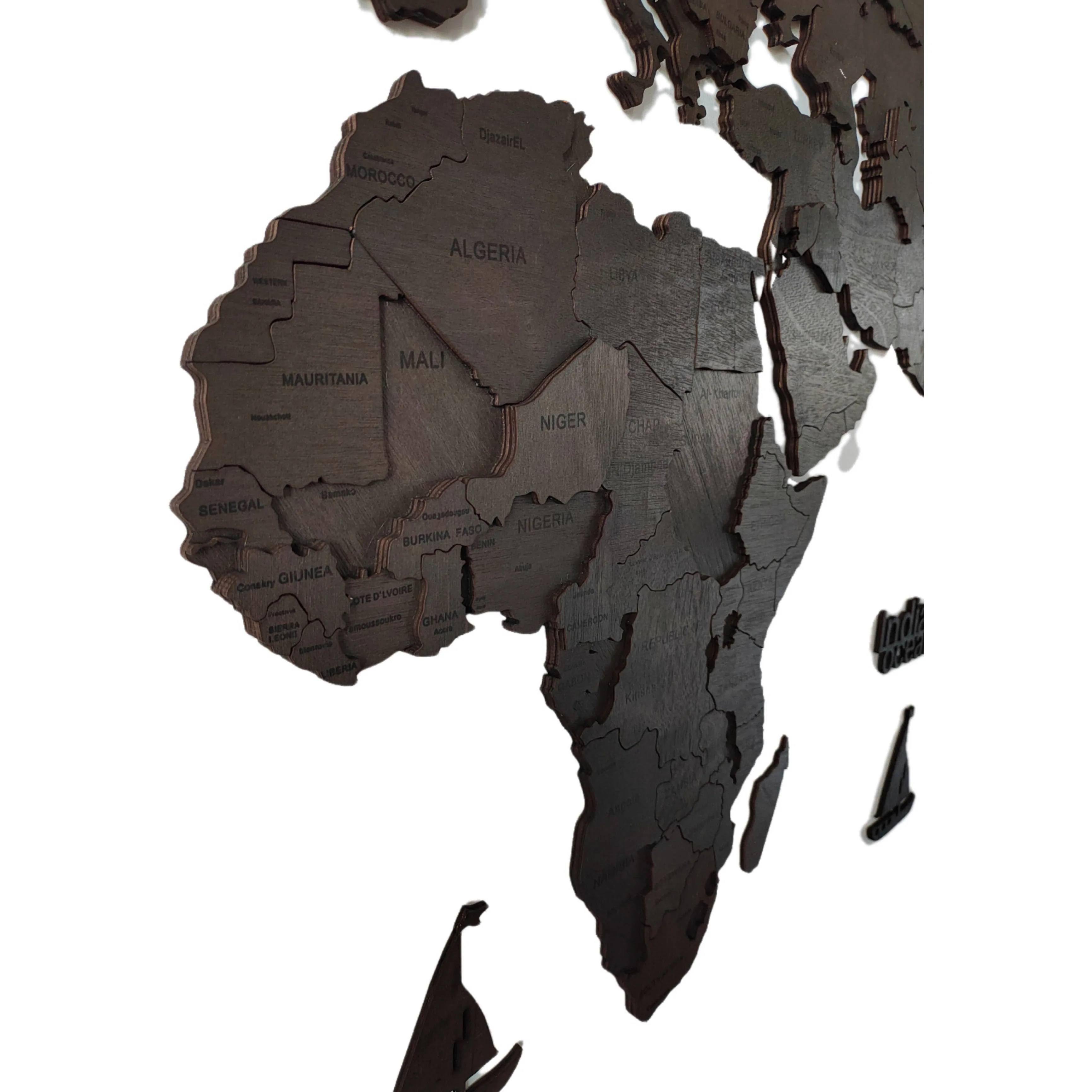 Wall Art Decor Wooden Travel Map 3D Wooden Anniversary Gift World Map