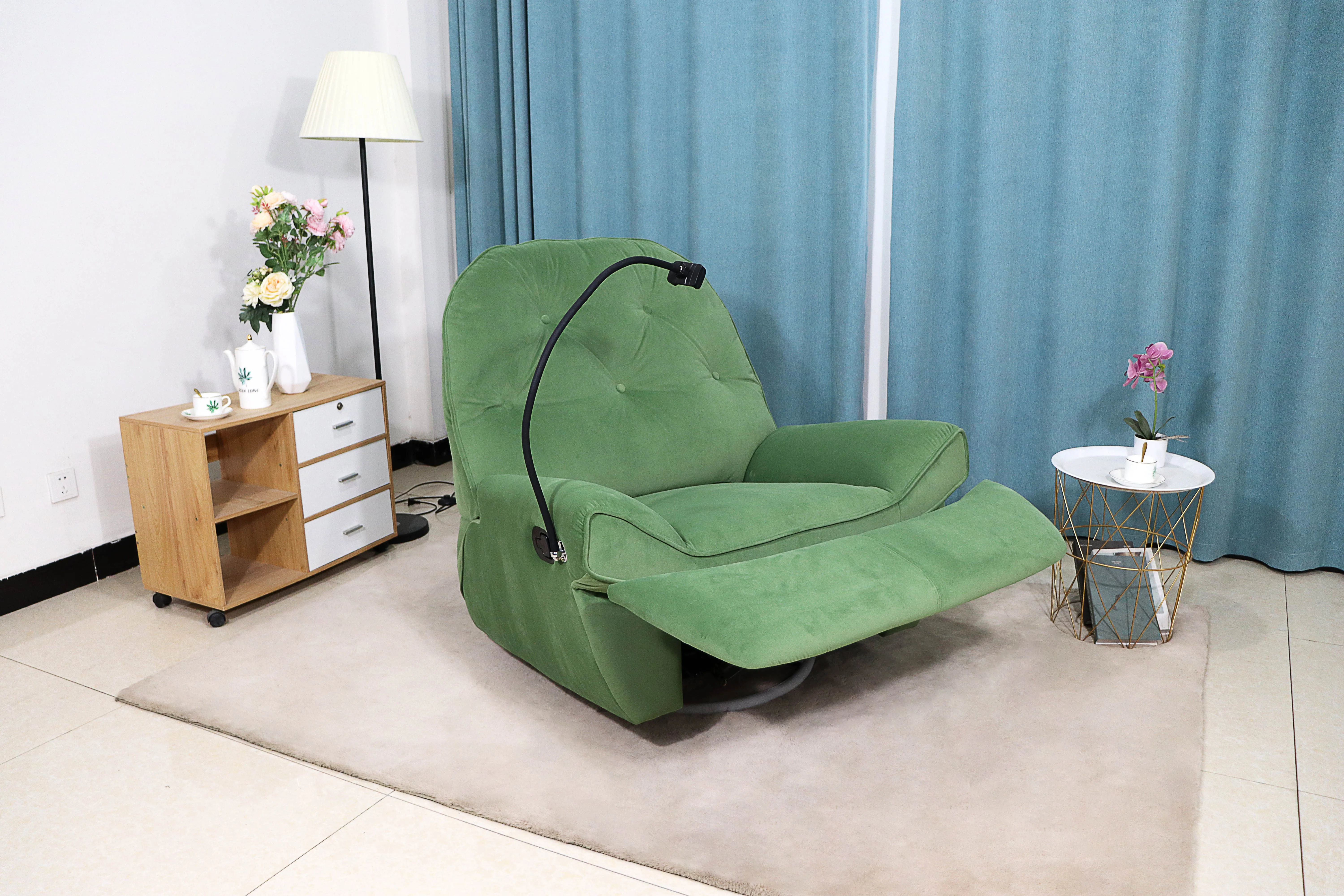 MEIMIN New Fabric Function  Modern Leisure Swivel Rocking Recliner Chair Sofa with Phone Holder