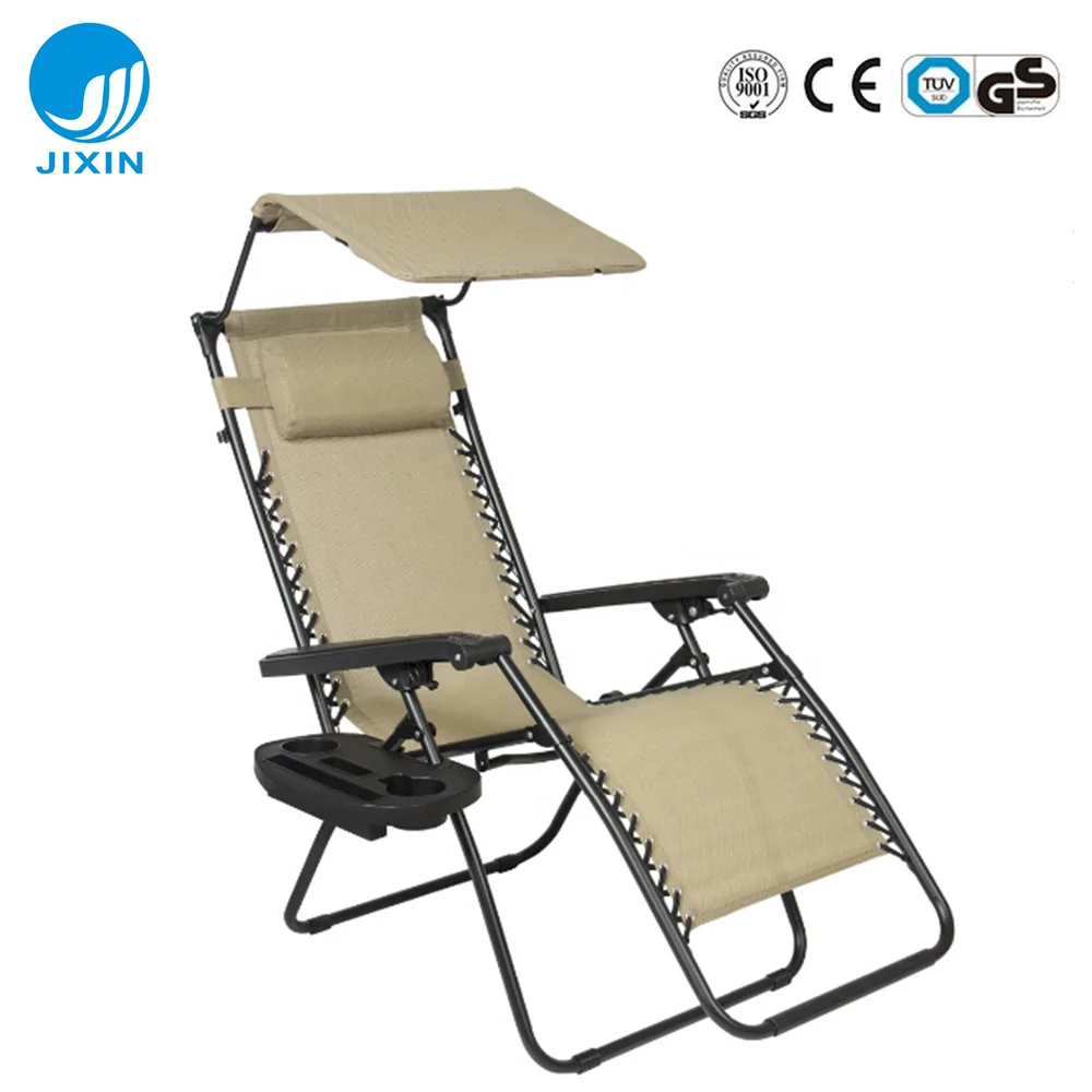 Indoor Outdoor Office Garden Leisure Beach 600D Oxford Teslin Recline Zero Gravity Massage Chair with Canopy