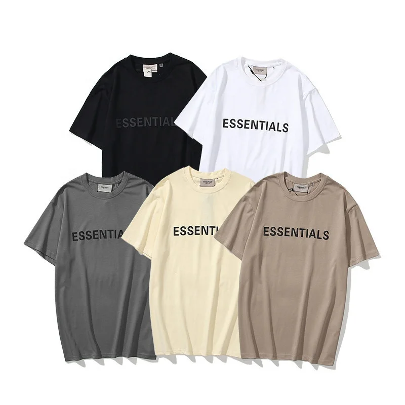 2021 Fear of god essentials Фабричный Поставщик 5 видов цветов Мужская футболка с логотипом на груди оптовая продажа