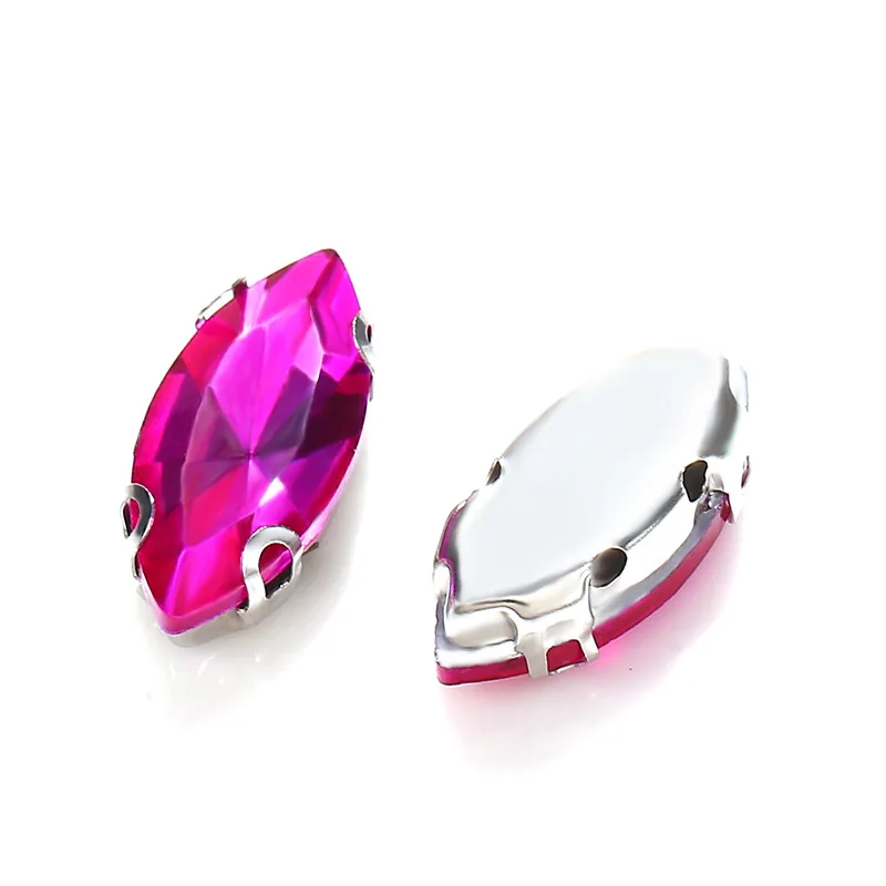 Horse Eye Shape Silver Claw Rhinestones Setting Supplier Sew On Glass Crystal Stone for Applique