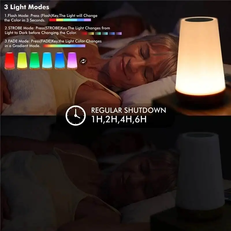 Table Lamp Bedside Lamp For Bedroom 13 Color Changing Touch Night Light Rgb Remote Dimmable Usb Rechargeable Portable Room Light
