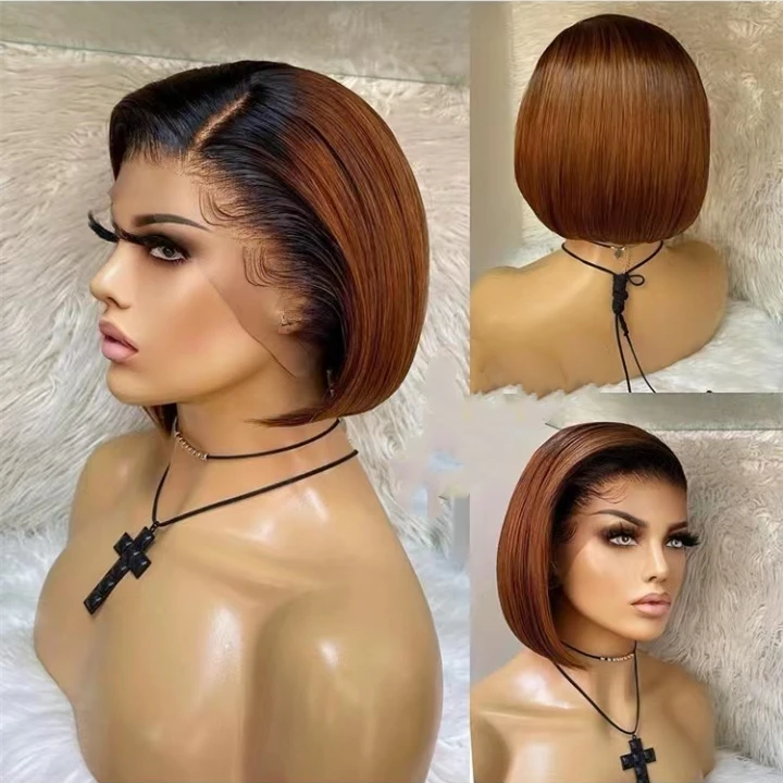 Pre Plucked Fashion Invisible Swiss Lace Cheap Pixie Short Wig 100 Virgin Human Hair Lace Front Wigs for Black Women
