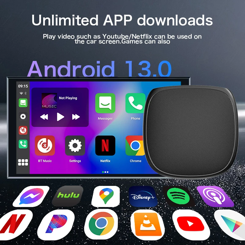 Wooboobox Wireless Carplay ai Box android 13  Android auto 13 8g 128 GB AI adapter smart dongle for a8 d4 carplay