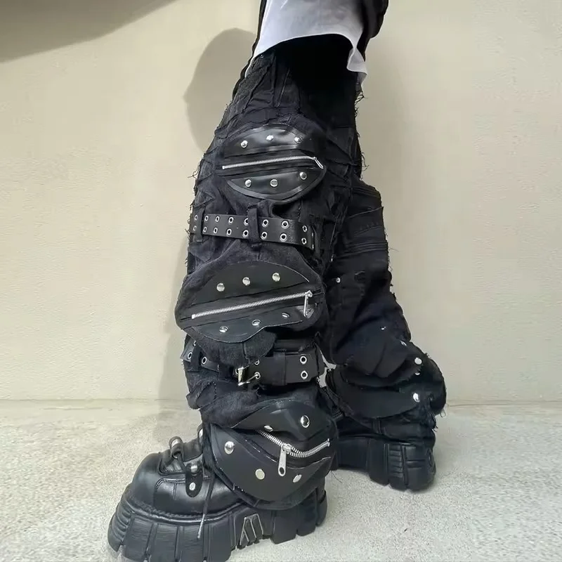 Baggy black jeans 100 cotton baggy big pocket jeans baggy jeans custom embroidery big boys