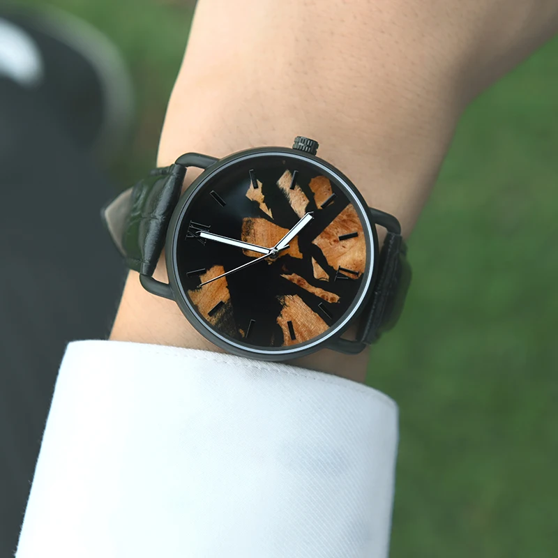 Personalized Trend Fast Delivery Low Moq Dropshipping Leather Strap Customized Low Order Design Your Own Watch Wood Watch
