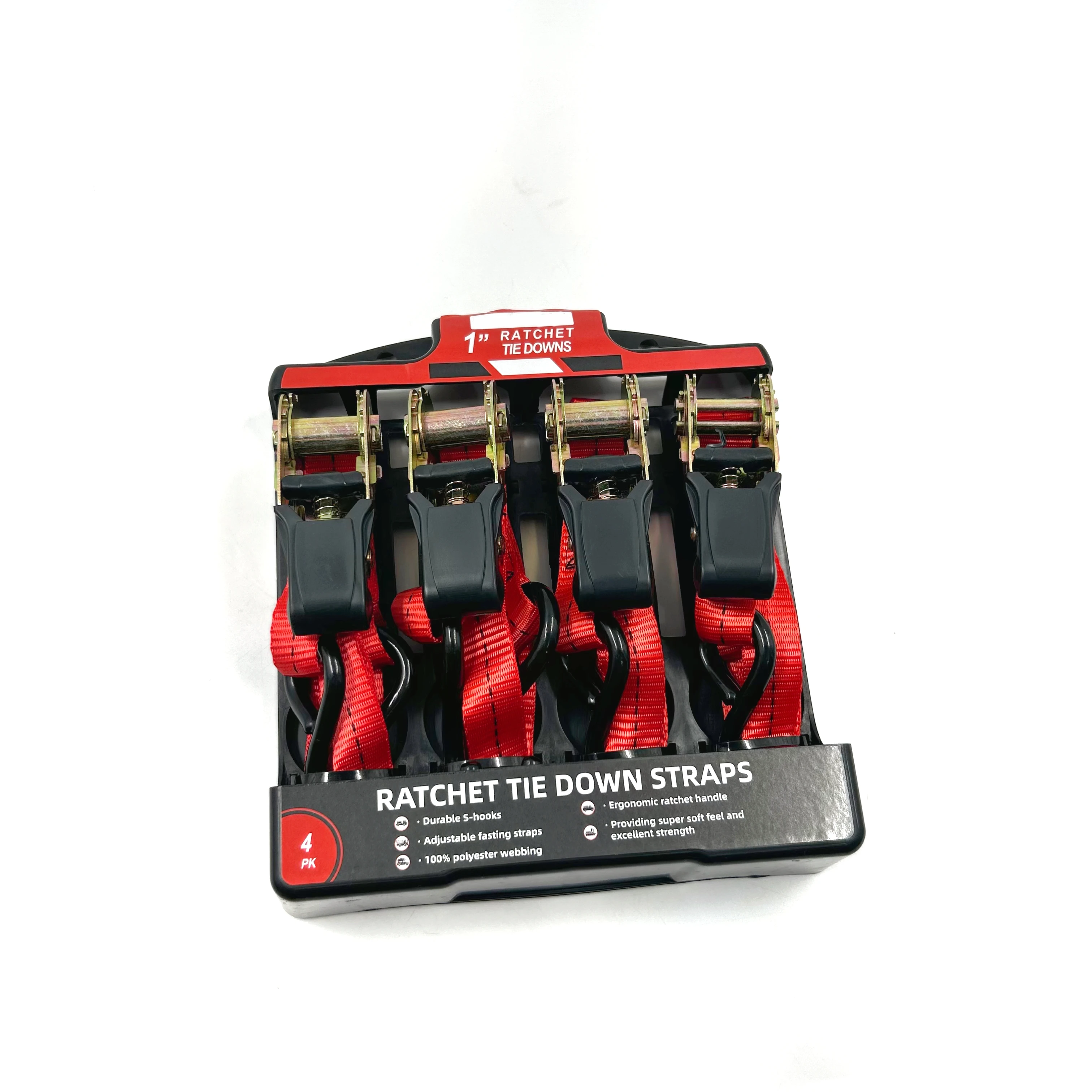 VINEET Hot selling accept customized 4pack  1 inch S hook Ratchet Strap for Trucks Boat Trailer