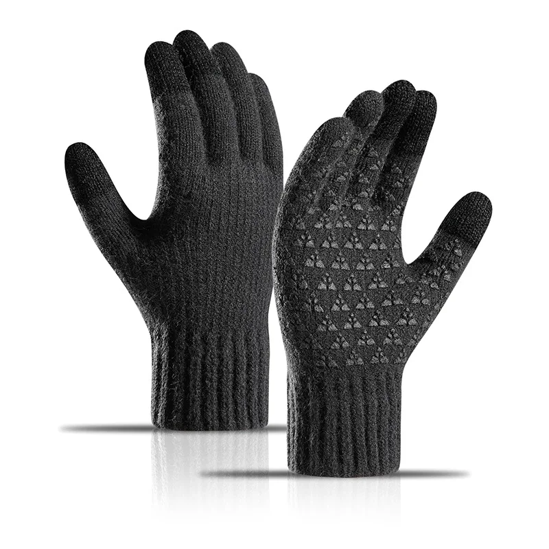 Winter Knit Gloves Warm Full Fingers Men Women with Upgraded Touch Screen - Anti-Slip Glove Fleece Lined