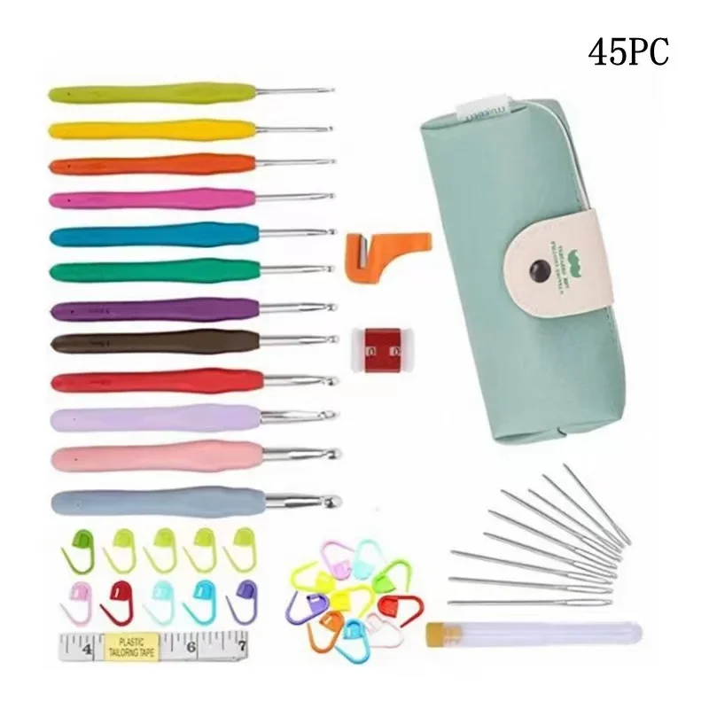 14 Sizes 2mm-10mm Crochet Hooks With Case For Hand Knitting Extra Long Needles Crochet Hooks Set