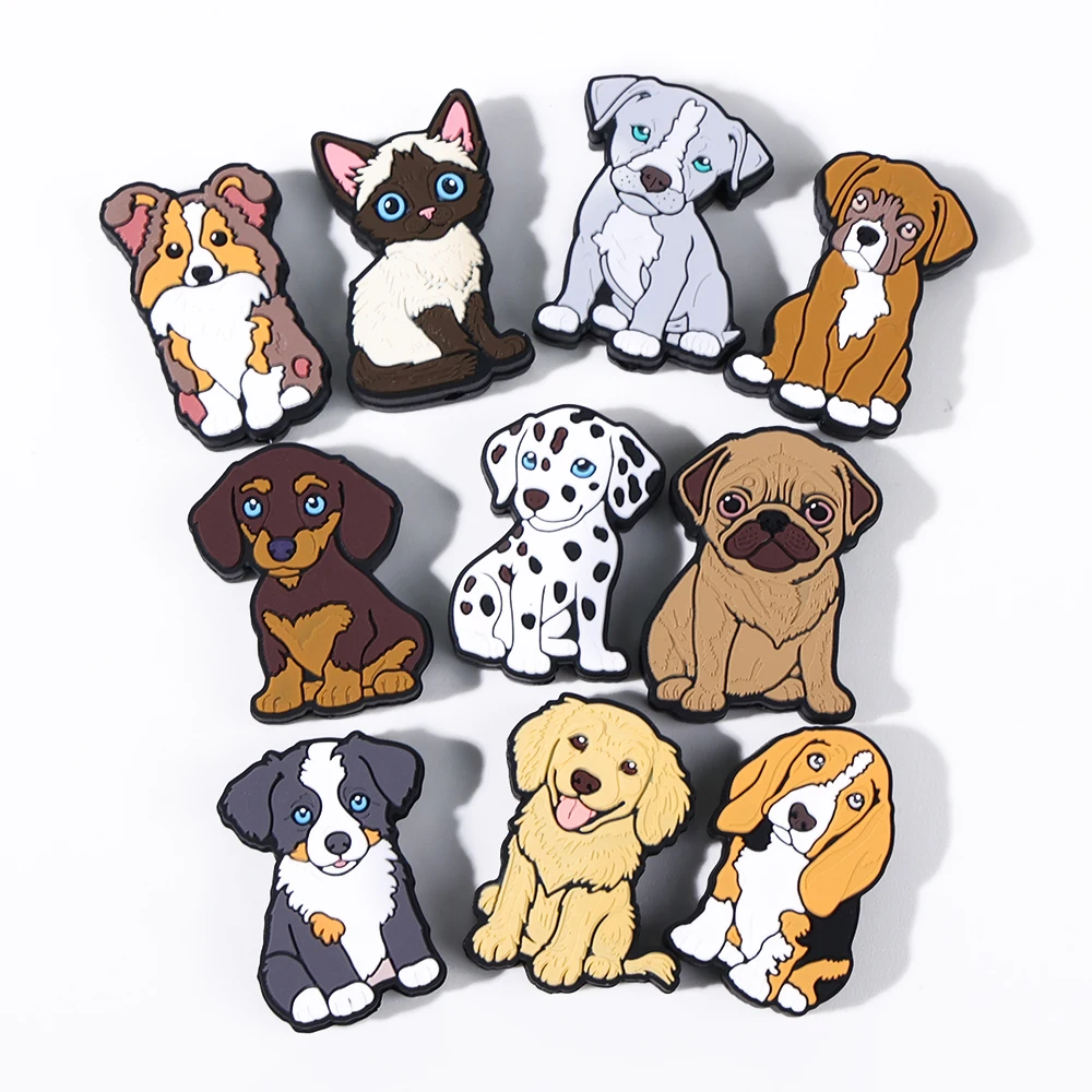 Wristlet Keychain Bracelet Pet Dog Focal Beads Silicone Diy Drawing Board New Silicone Dog Focal Beads For Pen Making