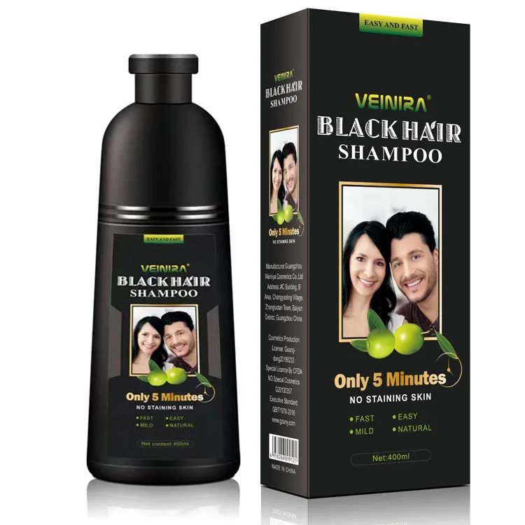 GMP ISO 22716 speedy black hair shampoo sachet packing 5 minutes hair colorant