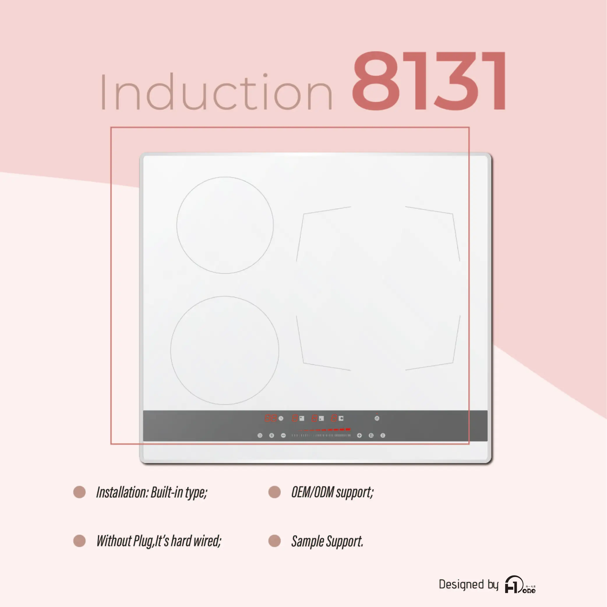 60 cm Electric Three Burner Induction Cooker 3 Round Burners Built in Installation with Digital Display