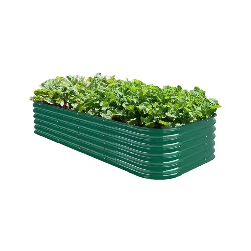 Metal   Planter Box Galvanized for Vegetables and Flowers Galvanized Low Rectangular Raised Garden Bed