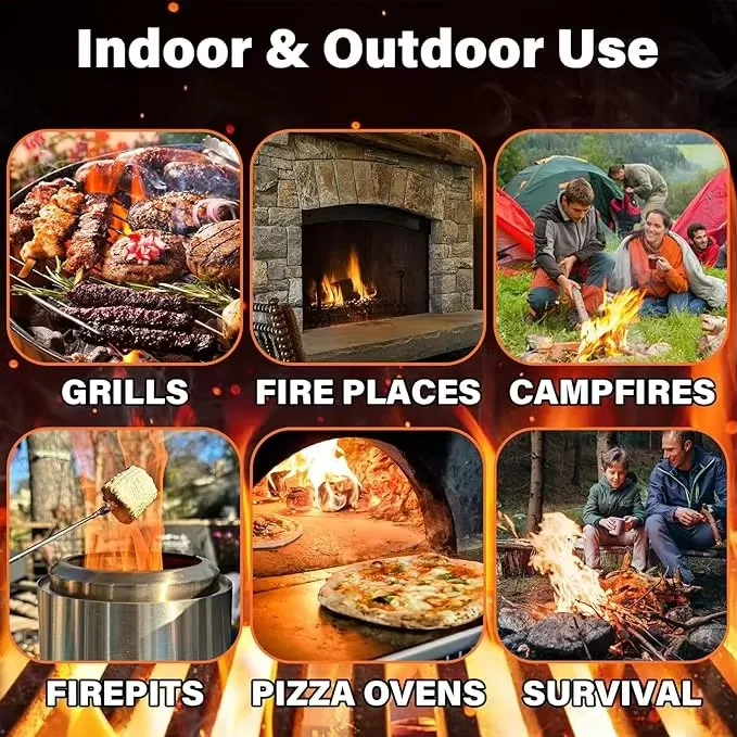 200pcs Natural Fire Starters Bamboo Charcoal Wood Wool Shavings Easy to Use Waterproof Campfire Firelighters