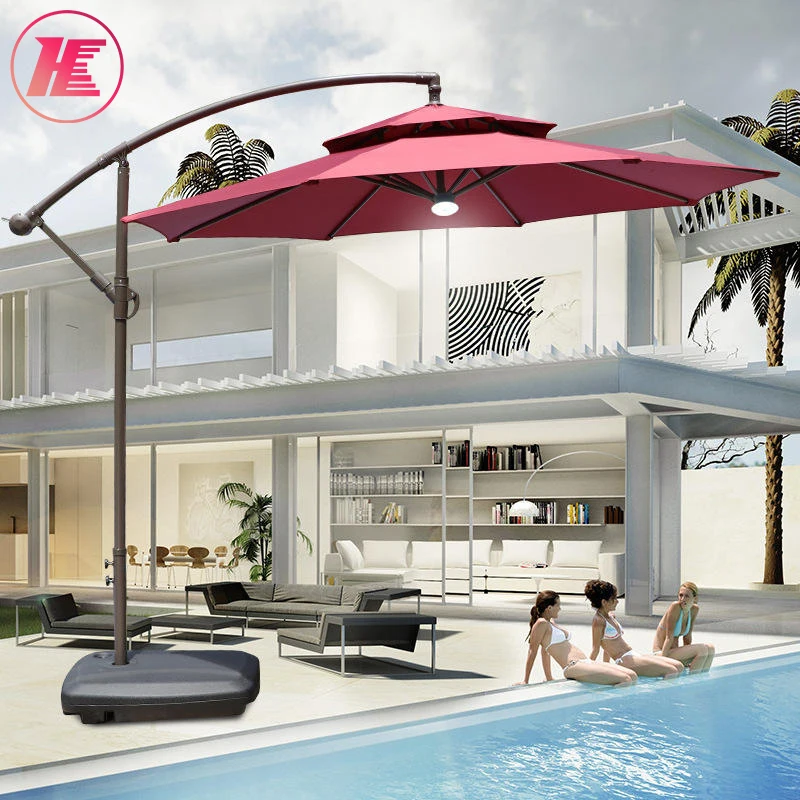 Modern New Design Outdoor Garden Umbrella garden chairs table and umbrellas with chairs light