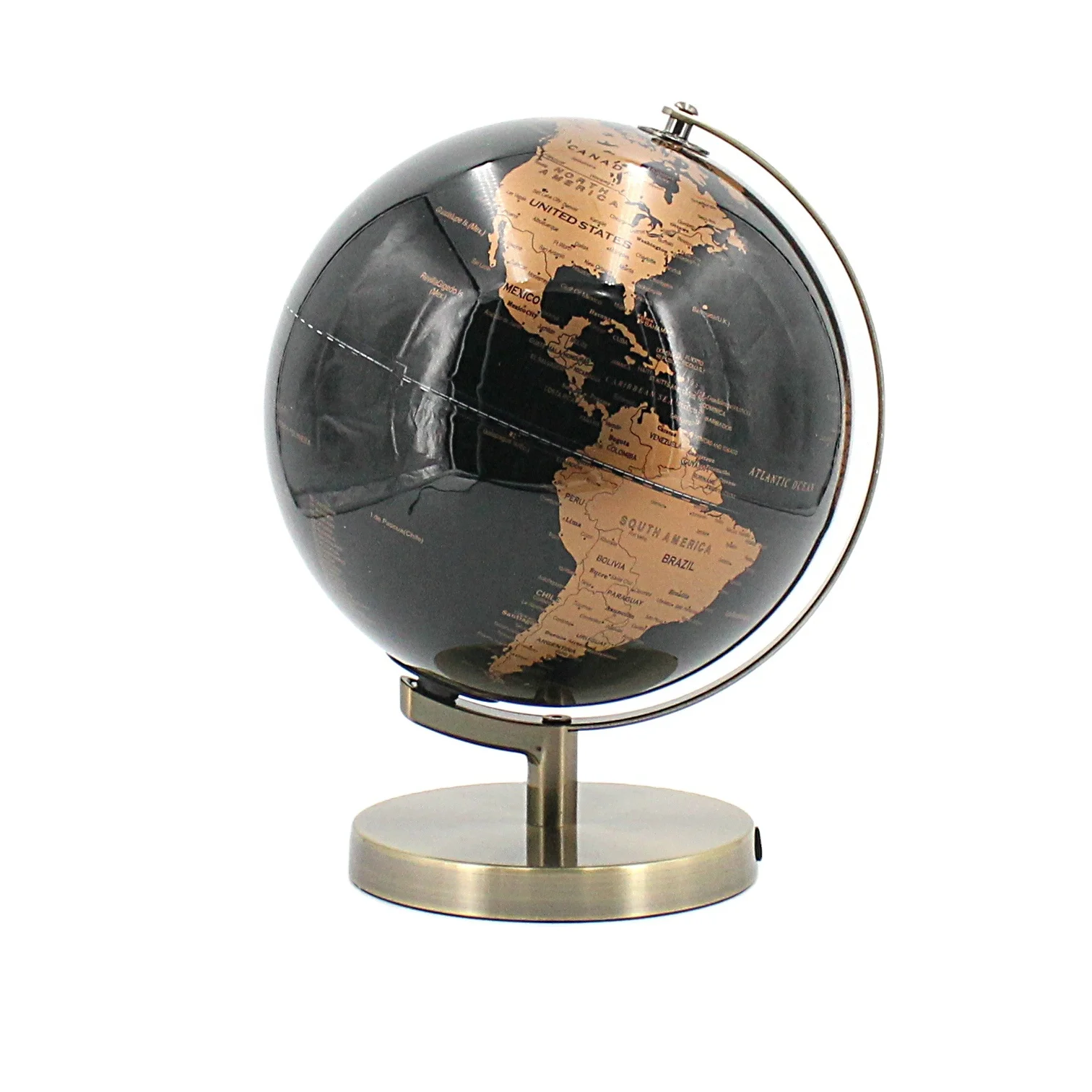 Office decoration black pvc surface metal base map pvc world globe