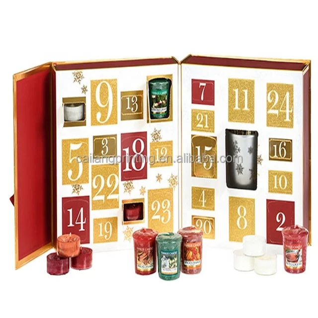 custom Eco-friendly countdown to Christmas advent calendar with drawers packaging box for candle