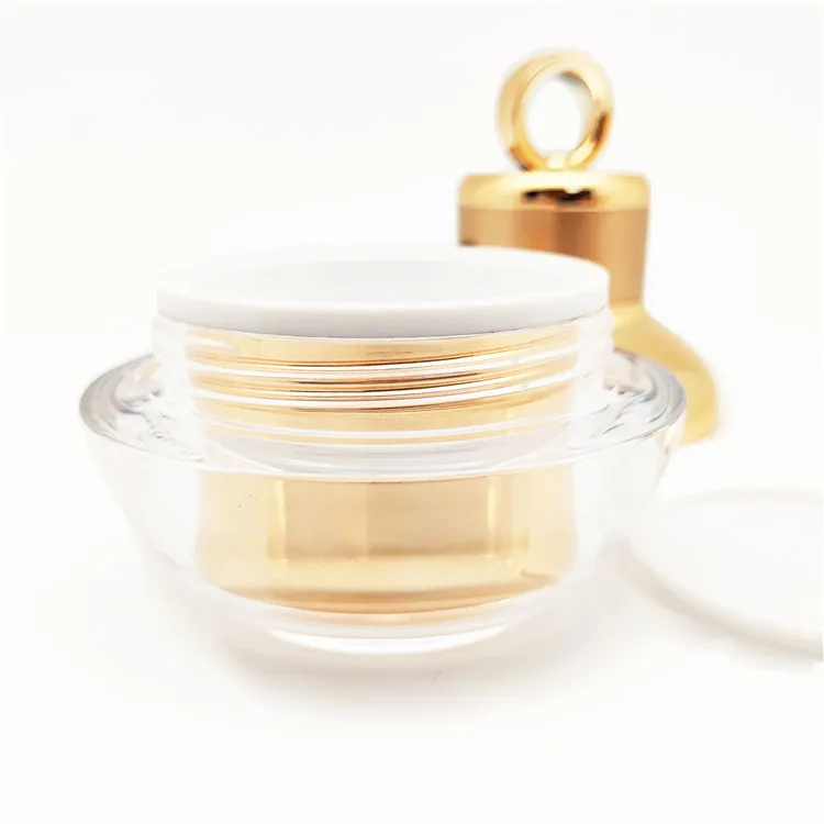 15g 30g 50g Luxury Empty Cosmetic Vibrating Massager Plastic Acrylic PMMA Eye Cream Skin Care Jar with Gold Lid