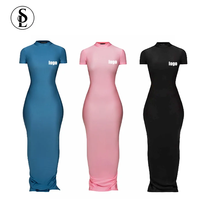 Long Maxi Plus Size Dress Casual Custom Modal Cotton Streetwear Short sleeve Lounge Dress Casual Shirt Bodycon Dress Sexy 2023