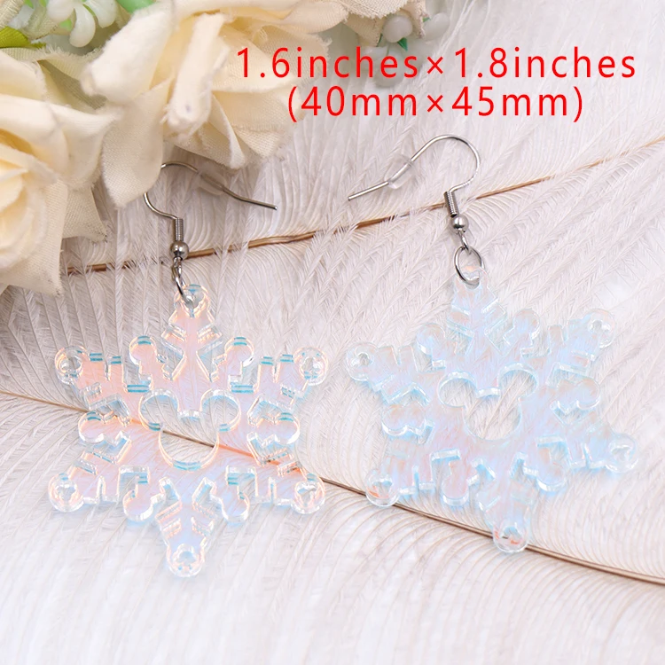 ERS822ER1699 1pair new arrival CN Drop Christmas laser Iridescent snowflakes popular acrylic earrings female316L Stainless SteeL
