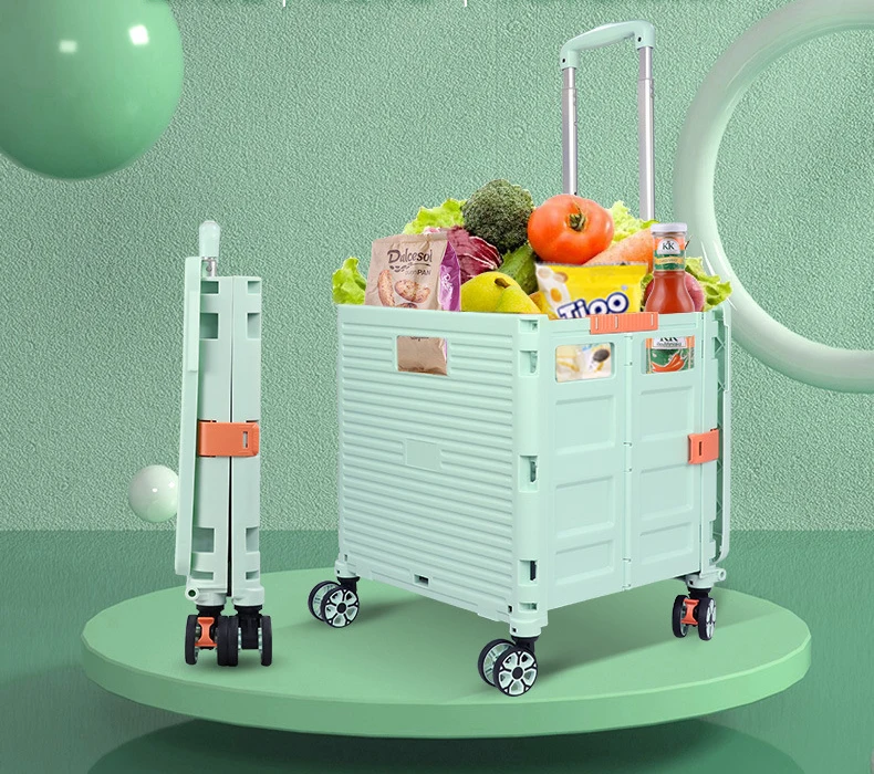 High Quality PP+ABS Hand Cabin Travel Foldable Suitcases With Universal Wheel Luggage Supermarket Shopping Cart Shopping Trolley