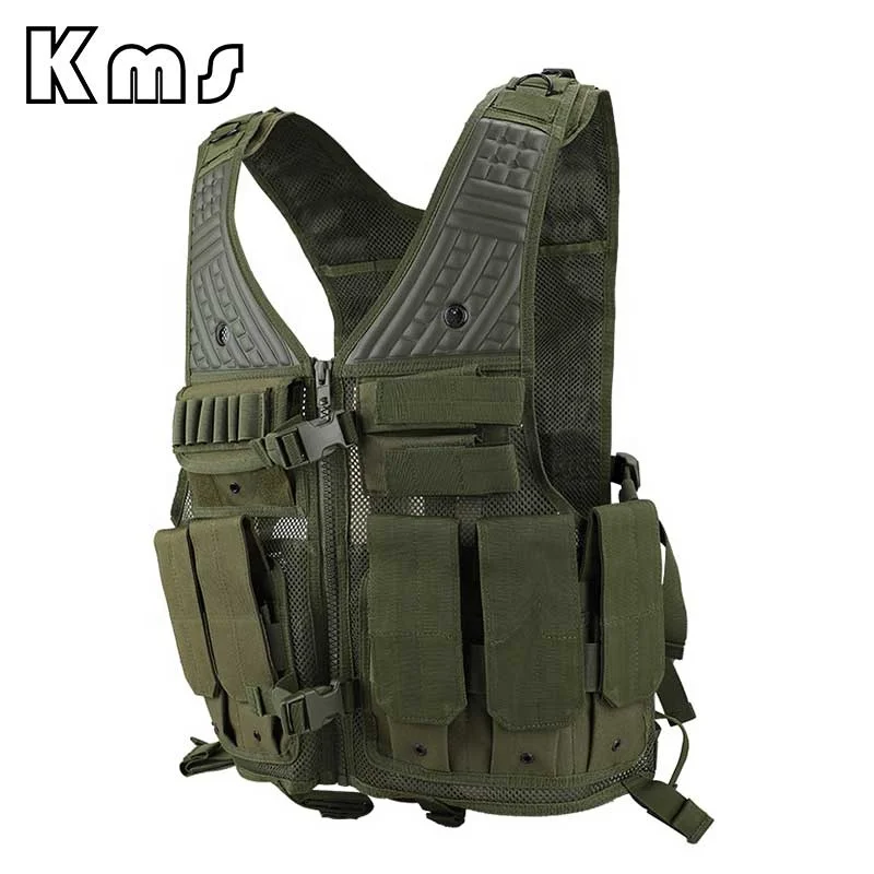 KMS Custom Adjustable Olive Green Mesh Outdoor Combat Training Molle Harness Gilet Tactique Chalecos Tactico Tactical Vest