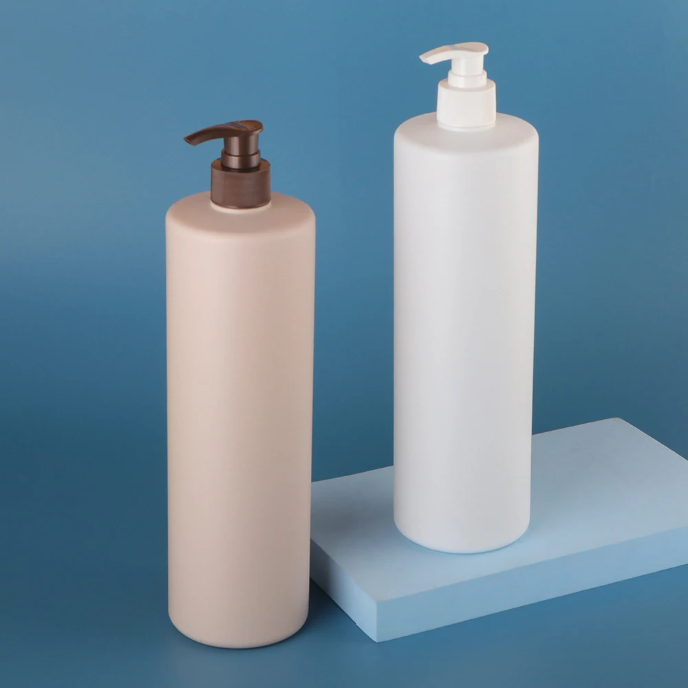 Custom Eco Friendly 1L 34oz HDPE Flat Shoulder Plastic Translucent Hand Soap Shampoo Bottle 1000ml
