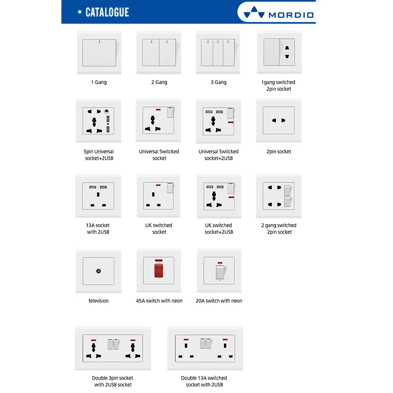 K1.22 SASO CE wall switch and socket and large panel 1gang switch and british socket for wholesaler