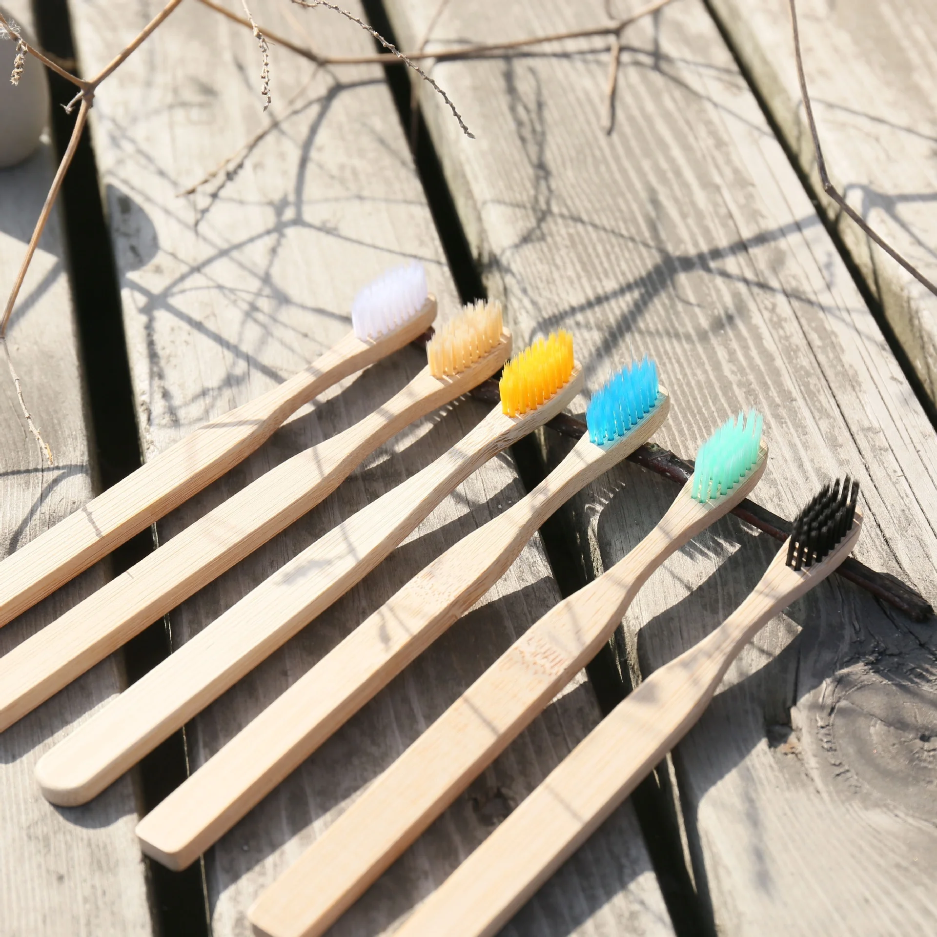 Wholesale 100% Natural Biodegradable Organic custom rainbow bamboo toothbrush kids with free sample