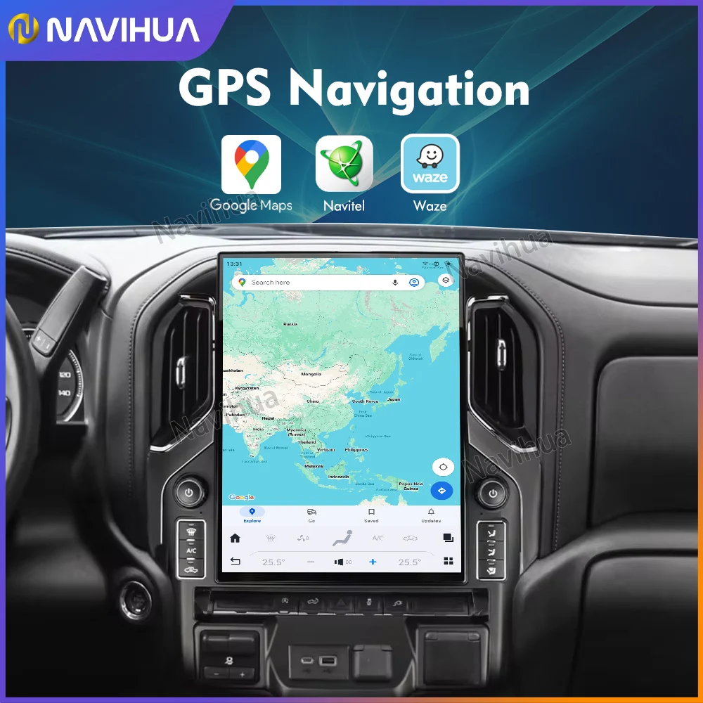NaviHua 15.6 Inch Android Car Radio Screen For Chevrolet Silverado GMC Sierra 2019 2021 Automotive Navigation Carplay Head Unit